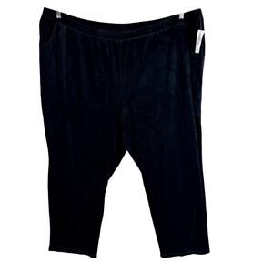 New Catherines Womans Sz 5X Plus 34/26W Pull on Pants Velvet Black Comfort NWT